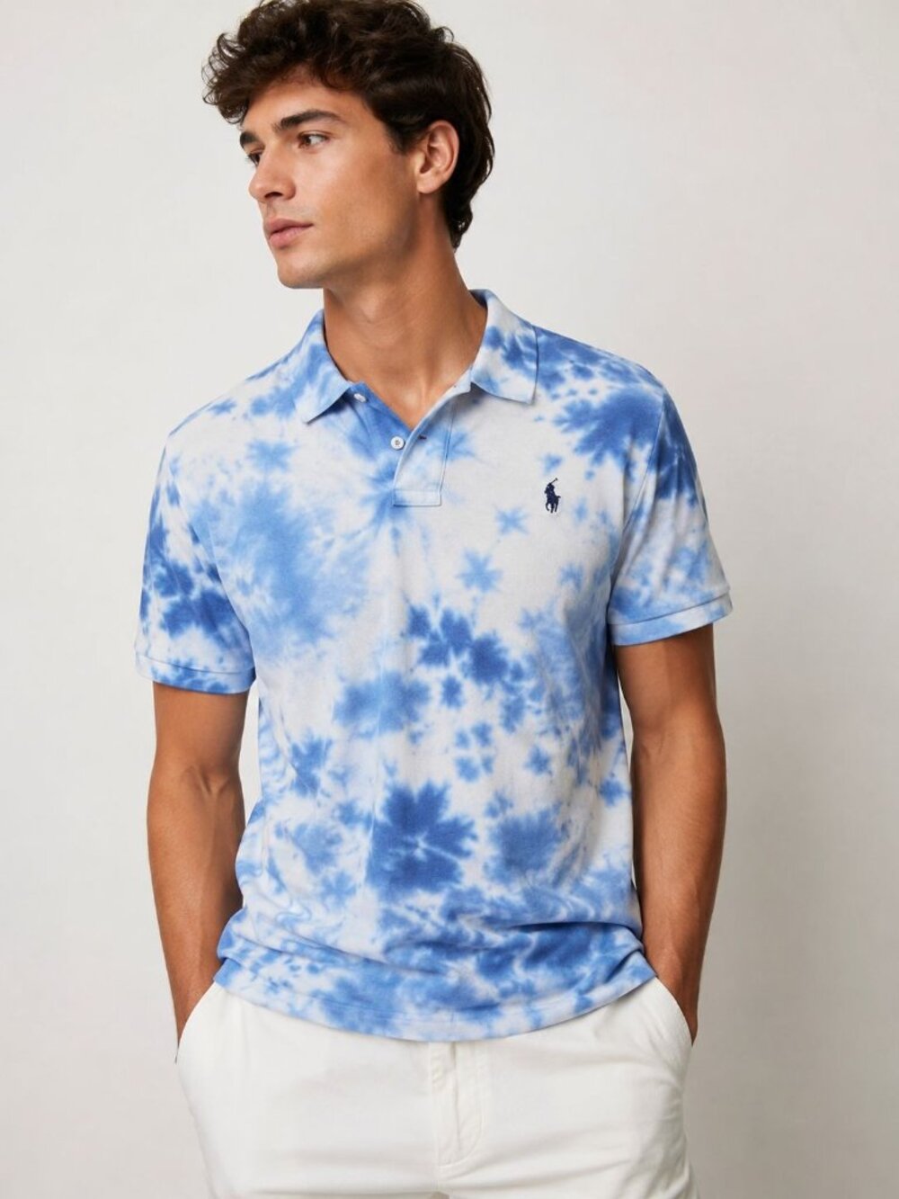 Polo Ralph Lauren polo shirt blue and white tie-dye embroidered logo Size XL